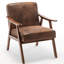 Fauteuil en bois massif recouvert de microfibre, style moderne du milieu du siècle, brun, pour un confort optimal. Fauteuil avec revêtement, moderne et élégant.