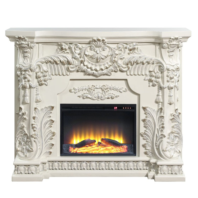 Adara Antique White Finish Fireplace