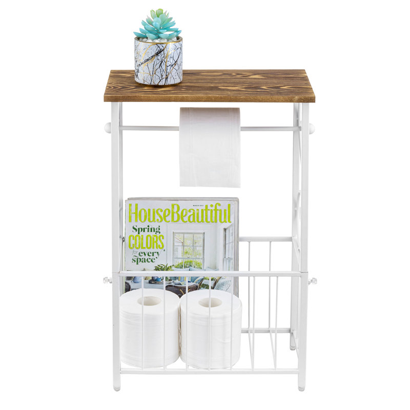 Free Standing Toilet Roll Holder with Magazine Rack