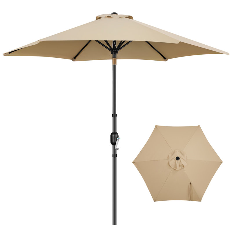 Parasol de marché de 9 pi avec bouton poussoir et manivelle Spirica, Kaki