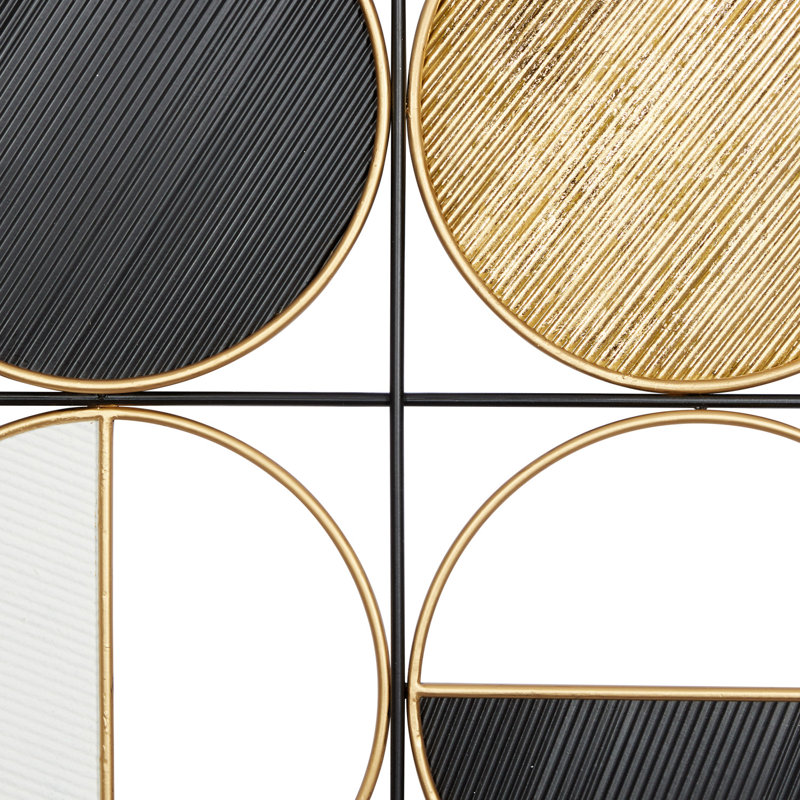 Black and Gold Geometric Metal Wall Sculpture, 30" x 40"