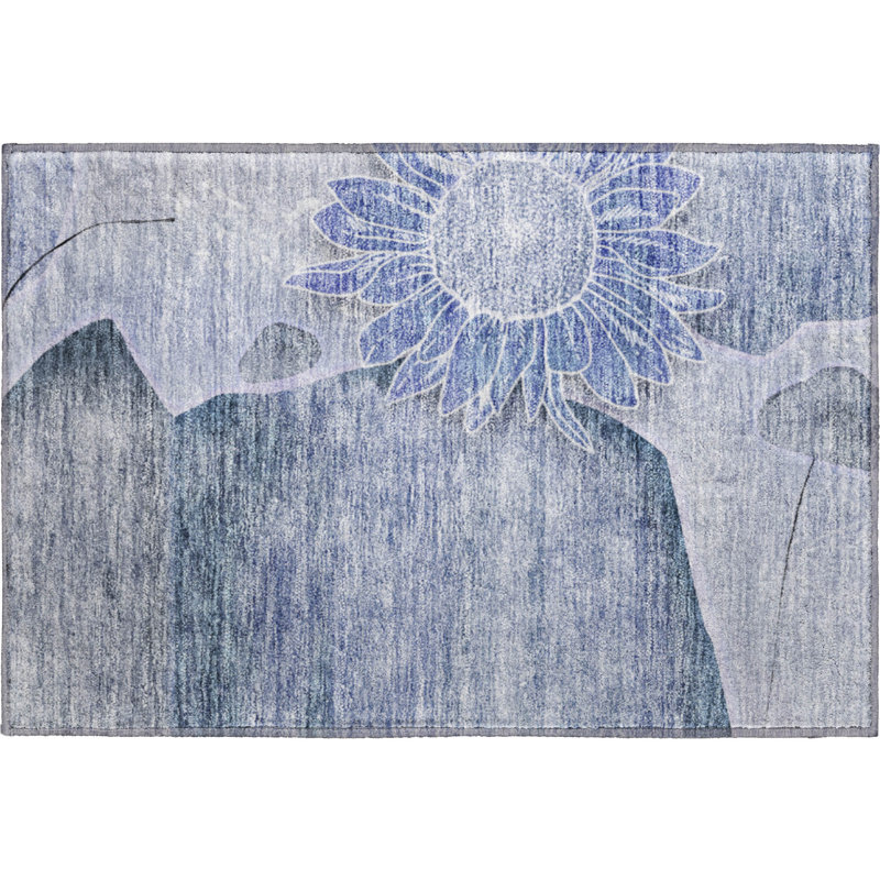 Premium Machine Washable Prisco Blue Rug, Rectangle 1'8" x 2'6"