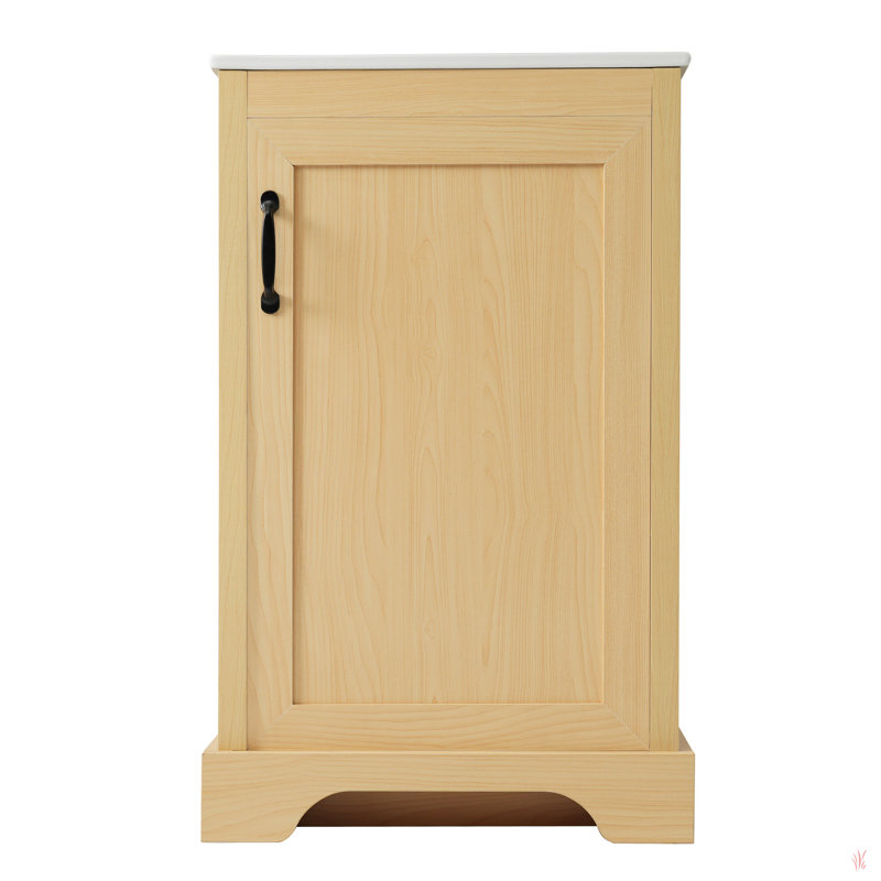 Meuble-lavabo de 20 po avec lavabo, armoire de salle de bain avec porte à fermeture douce, support de rangement et tablette réglable
