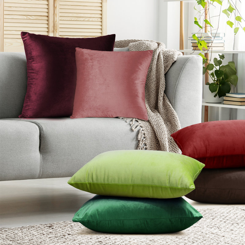 Housse de coussin en velours , H 20 po x l 20 po, Magenta