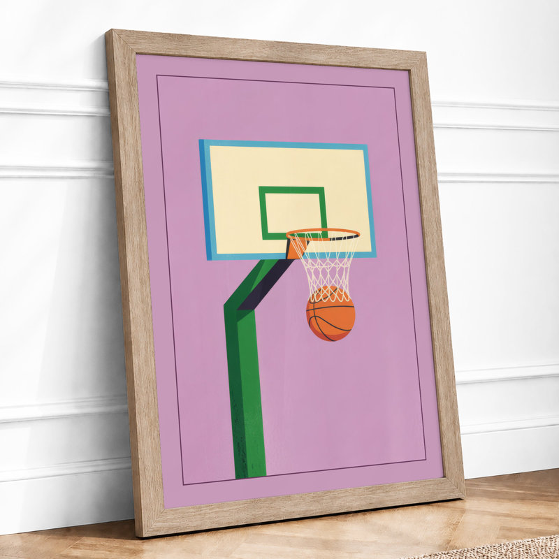 Basketball Hoop Geometry Geometric - Framed Print, Oak, A4 - 29.7 x 21.0 cm