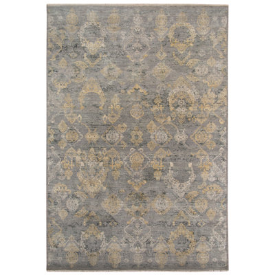 Tapis sable argenté noué à la main Tod