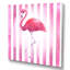 Flamant rose sur rayures roses - reproduction d'art sur toile traditionnelle-66836892-66836895