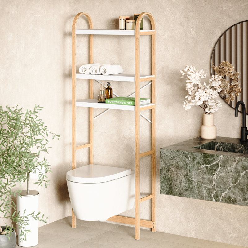 Rangement au-dessus de la toilette l 24 po x H 66 po x P 10,3 po Bellwood, Blanc/naturel