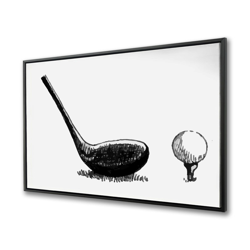 Illustration d'un club de golf BW - Toile encadrée, décoration intérieure