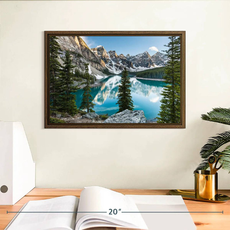 Moraine Lake Reflections, 13 po x 9 po, Cadre flottant en noyer