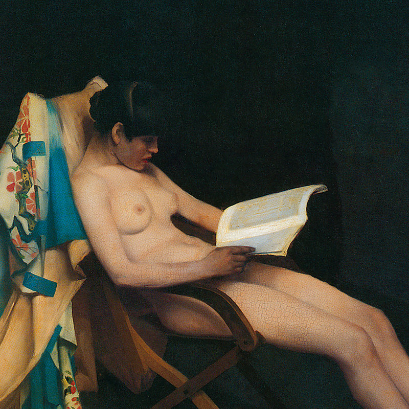 «The Reading Girl, 1887» par Theodore Roussel, reproduction d'art encadrée, H 16 po x l 16,5 po x P 1,75 po