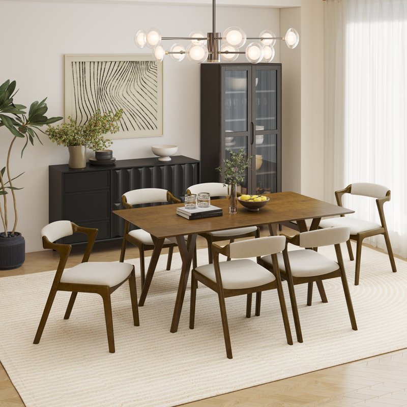 Needham Modern Dining Set, Dining Table With Chairs, 7, Walnut