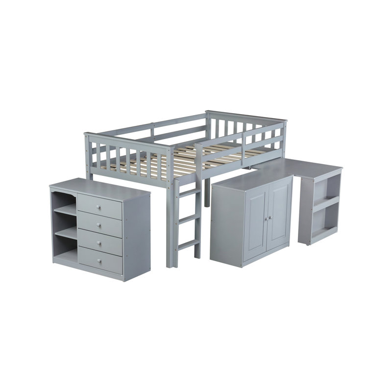 Loft Bed With Storage, Pull-Out Desk