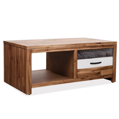 Solid Wood Frame Single Coffee Table with Storage