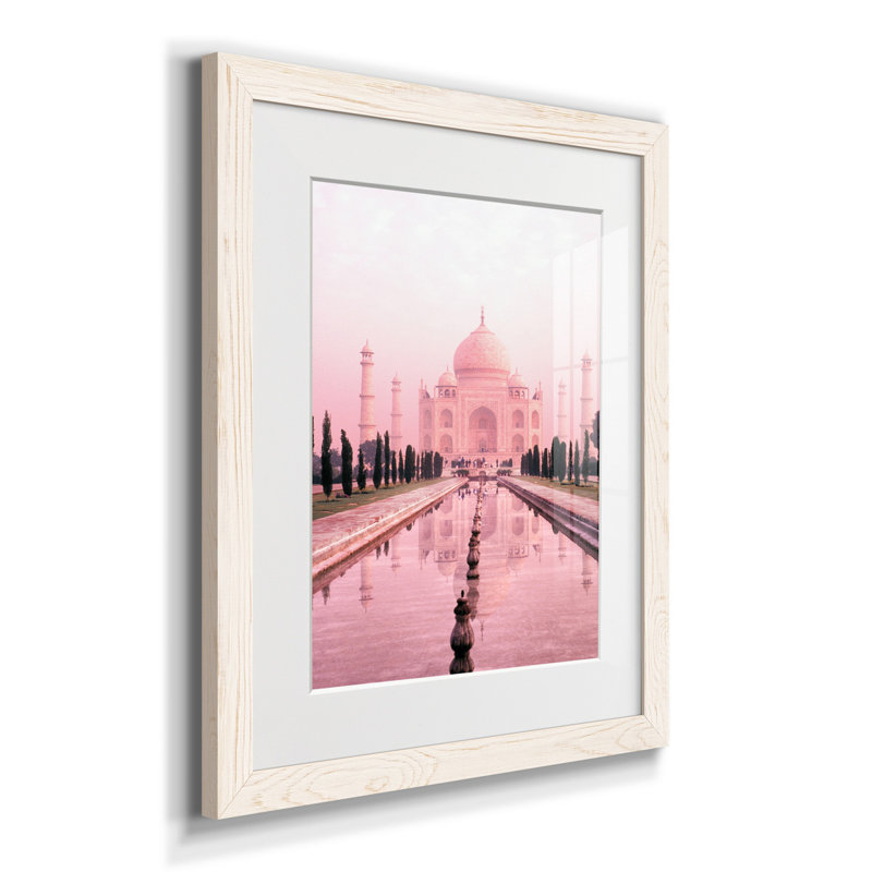 Taj Mahal en rose clair - reproduction de cadre photo, H 24 po x l 18 po x P 1,5 po, Blanc