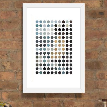 «Modern Art - Earthy Dots», impression, H 24 po x l 32 po x P 1 po, Cadre blanc