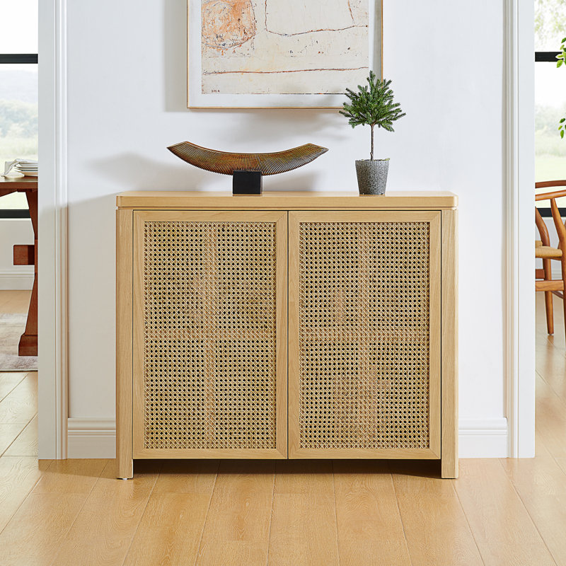 Pfarr 39.4" Modern Rattan Sideboard Buffet Cabinet, Natural