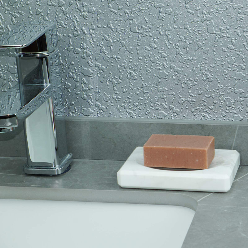 Porte-savon en marbre blanc à plateau rectangulaire pour lavabo de salle de bain, comptoir de cuisine, chambre à coucher