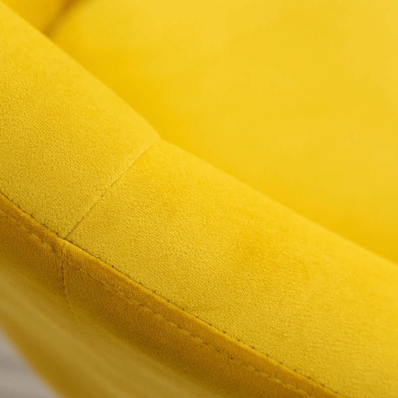 Luxueux fauteuil d'appoint pivotant capitonné avec base hydraulique et sièges confortables pour tout décor intérieur, Jaune
