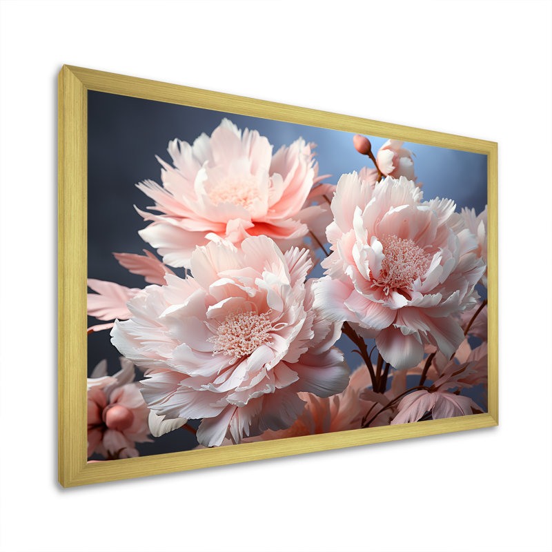 Jardin rose de délices de pivoine I, Cadre photo doré simple, H 30 po x l 40 po x P 1,5 po
