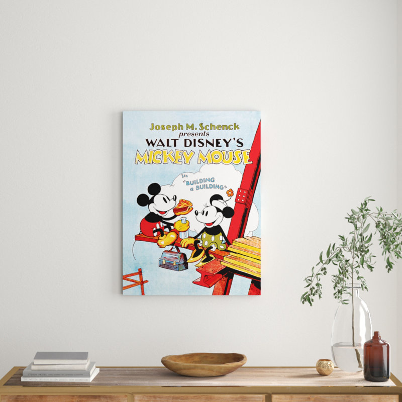 Mickey Mouse, Building a Building Vintage Advertisement on Canvas