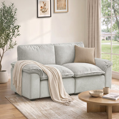 72" Chenille Upholstered Cloud Sofa 2-Seater Couch Comfy Loveseat Sofa for Apartment Bedroom Living Room