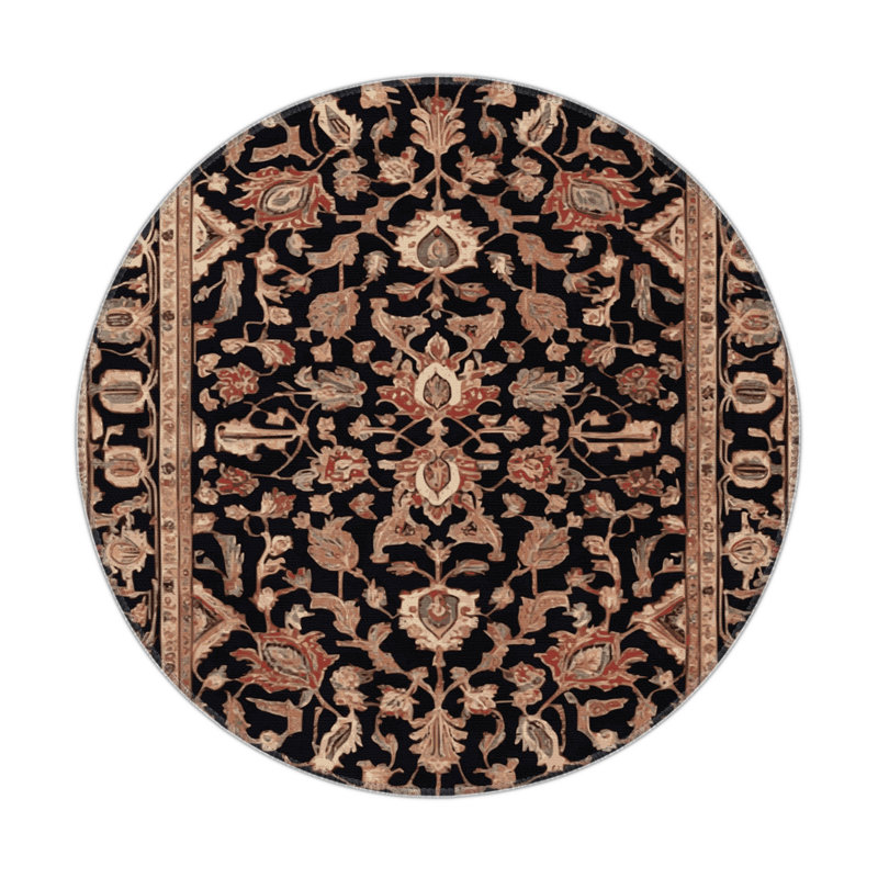 Tapis d'intérieur et d'extérieur brun Persian, Rond 5 pi