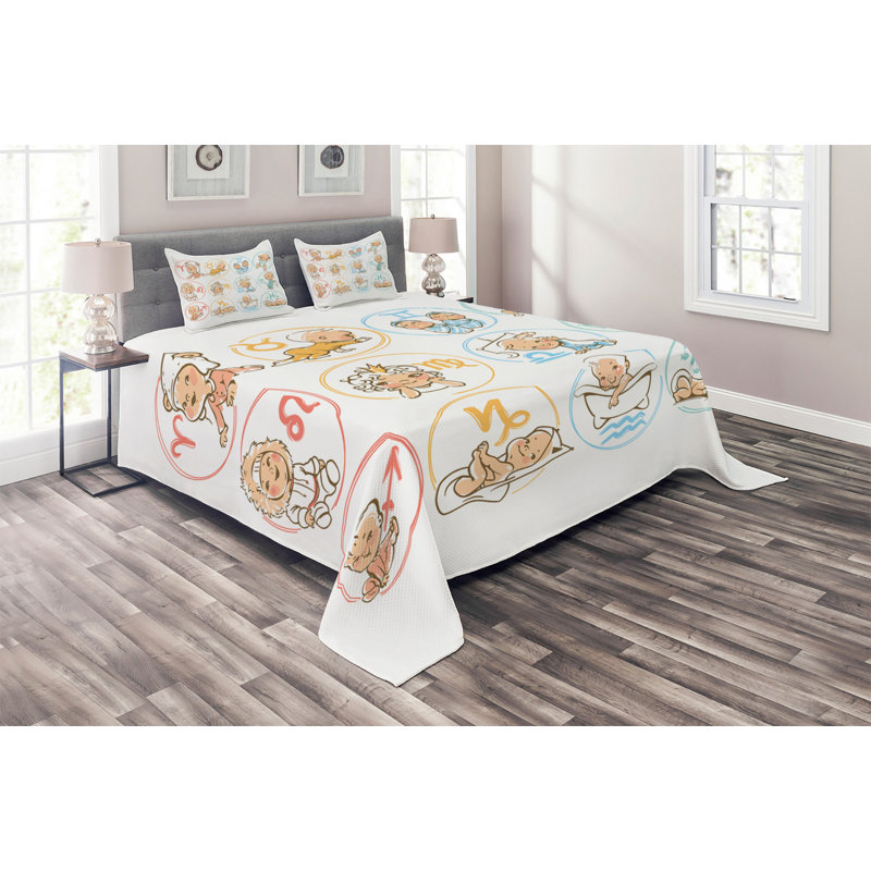 Eclectic Polyester Coverlet, King Bedspread + 2 Shams