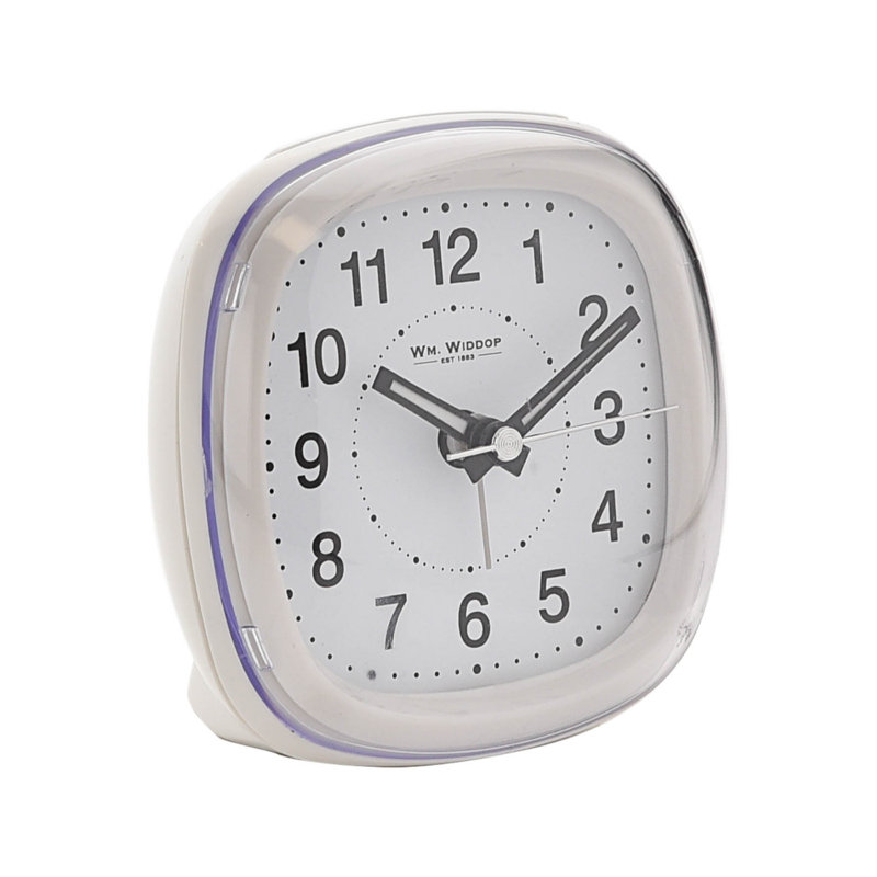Analogue Quartz Movement / Crystal Alarm Tabletop Clock in White