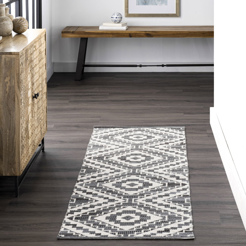 Kleiber Cotton Geometric Indoor Rug, Rectangle 3' x 5'