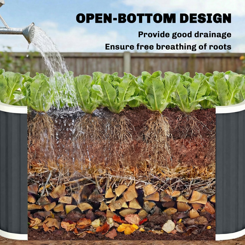 Bac à fleurs Deep Rot, jardin d'extérieur avec gants, gris foncé, 24" H x 53.5" W x 20.9" D, Gris