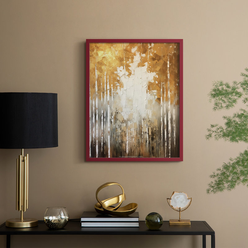 ABSTRACT Series CMXLVII, reproduction encadrée - bois massif, H 11 po x l 9 po, Rouge