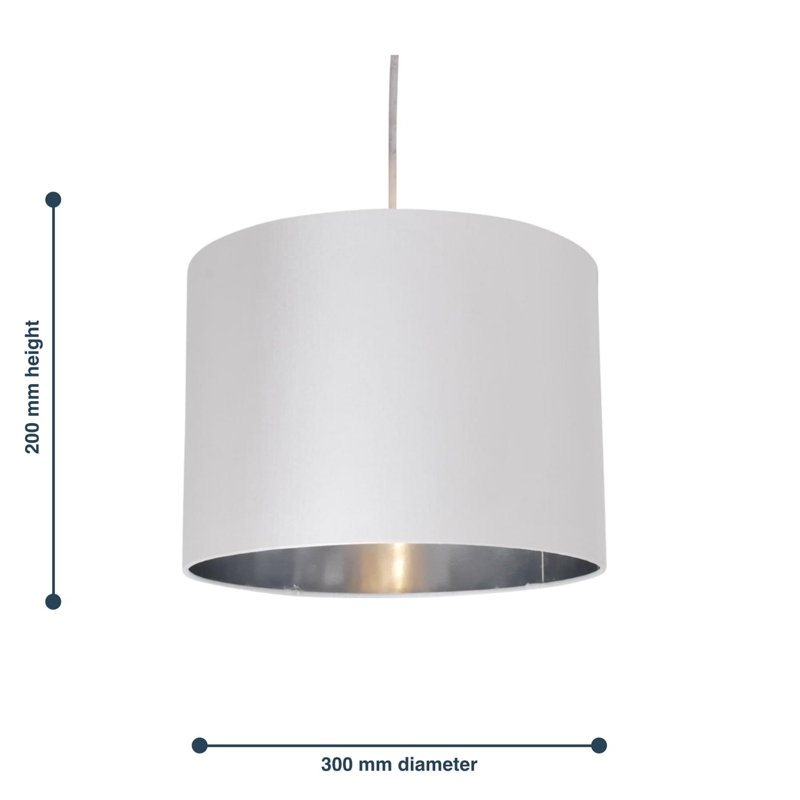 20cm H Silk Drum Pendant Shade, White/Chrome