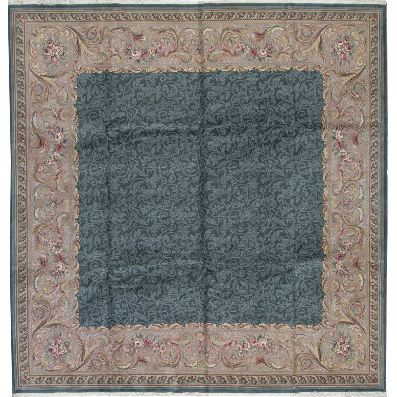 Jahan Wool Oriental Area Rug in Teal/Gray