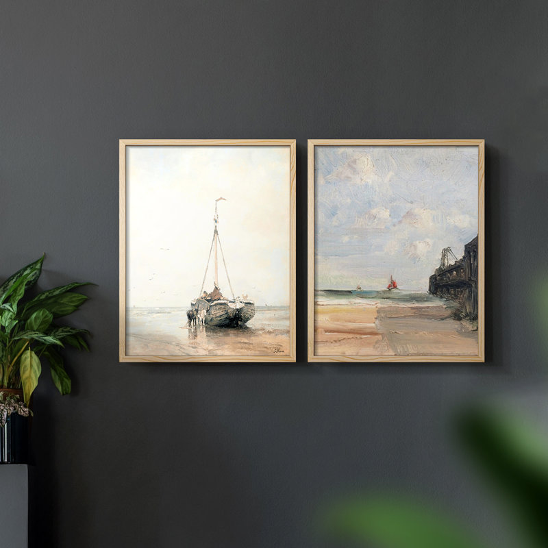 Vintage Nautical III - ensemble de 2 reproductions de cadres de coin rapprochés, Naturel, H 10 po x l 16 po