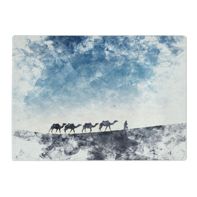 Tempered Glass Camels Trekking in Morocco Chopping Board