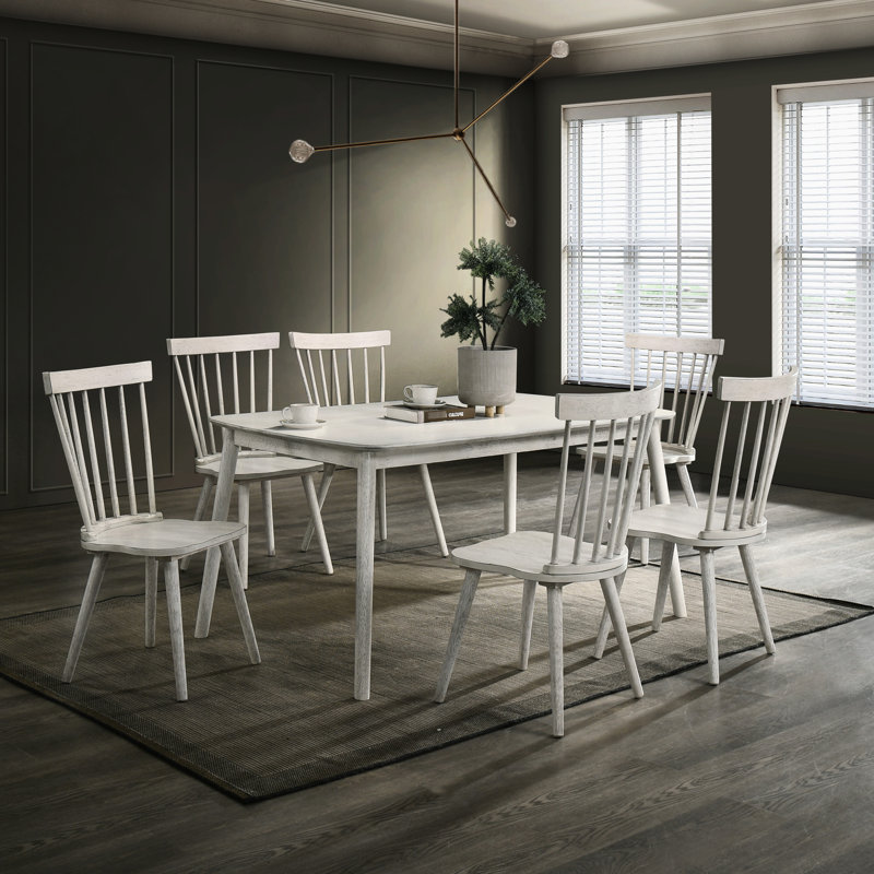 Chaise de salle à manger rustique 2 en bois massif de couleur blanche, de style moderne, à assemblage rapide avec guide d'outils
