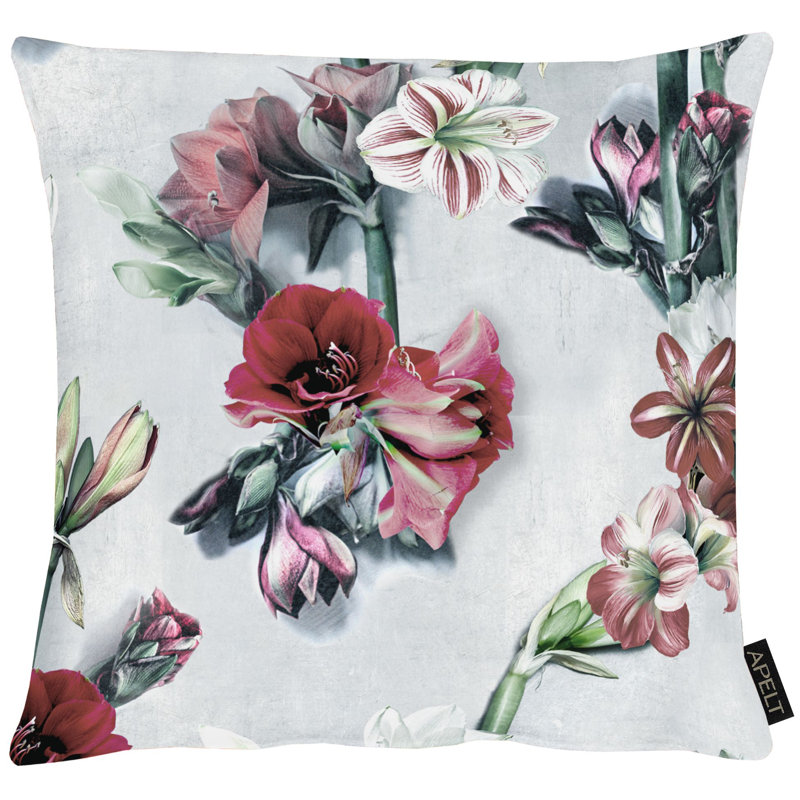 Floral Square Cushion, Pink/Grey, 39cm H x 39cm W x 5cm D