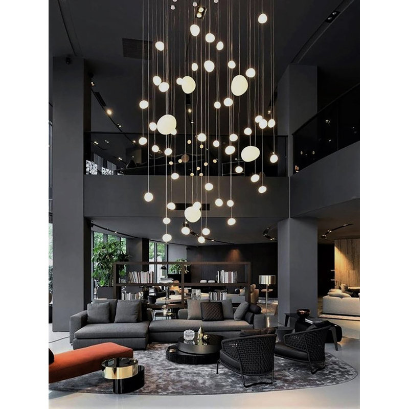 Rings Voyage 36 Light Pendant Chandelier, 120" H x 36" W x 16" D, Matte Black, Frosted White