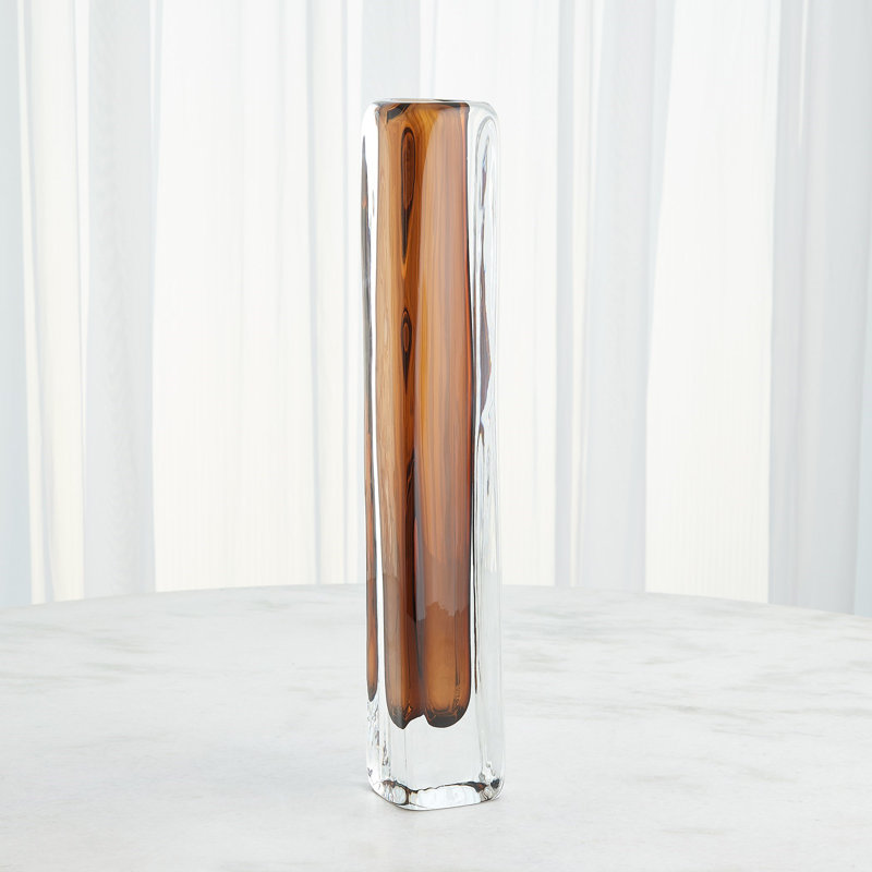 Square Tower Vase-Dark Amber