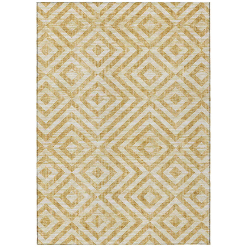 Tapis extérieur lavable géométrique beige et ivoire 5 pi x 8 pi