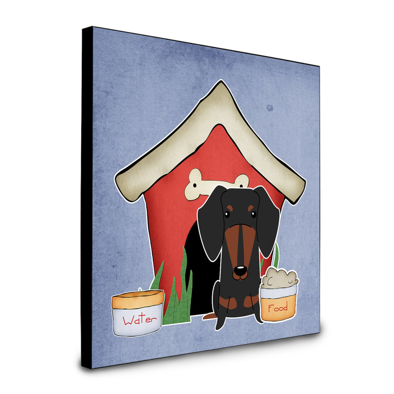 Panneau mural d’art collection dog house Scarvinia, Teckel noir / brun clair