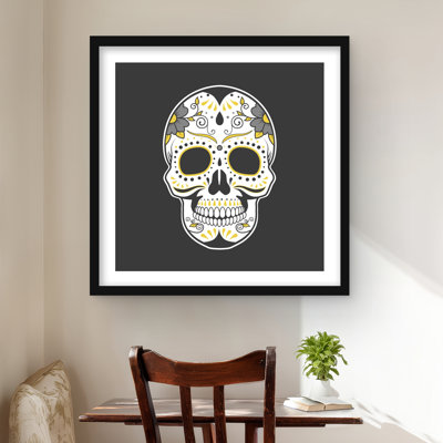 Tête de mort mexicain, reproduction encadrée pour la décoration intérieure