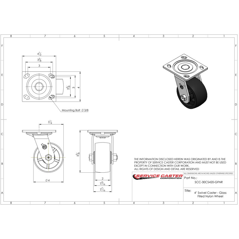 Glass Filled Nylon Caster
