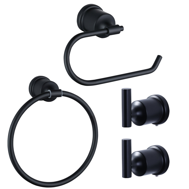 4 - Piece Bathroom Hardware Set, Black
