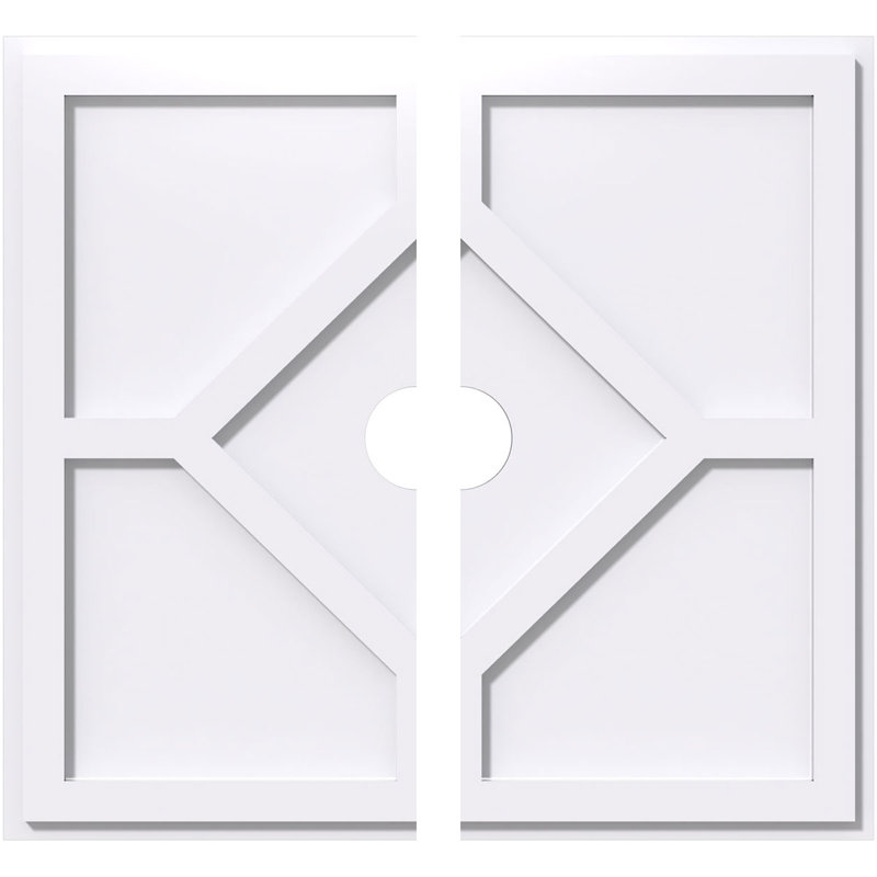 40"OD x 5"ID x 14"C x 1"P Embry Architectural Grade PVC Contemporary Ceiling Medallion, Two Piece, 1" H x 40" W x 40" D
