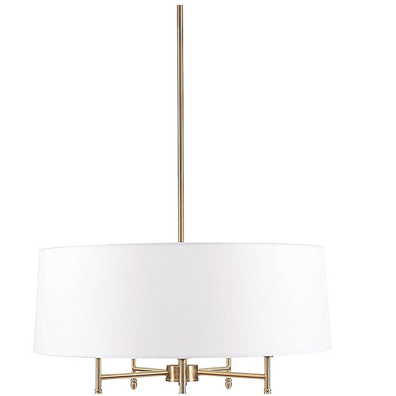 Plafonnier 5 lumières cylindrique avec abat-jour blanc