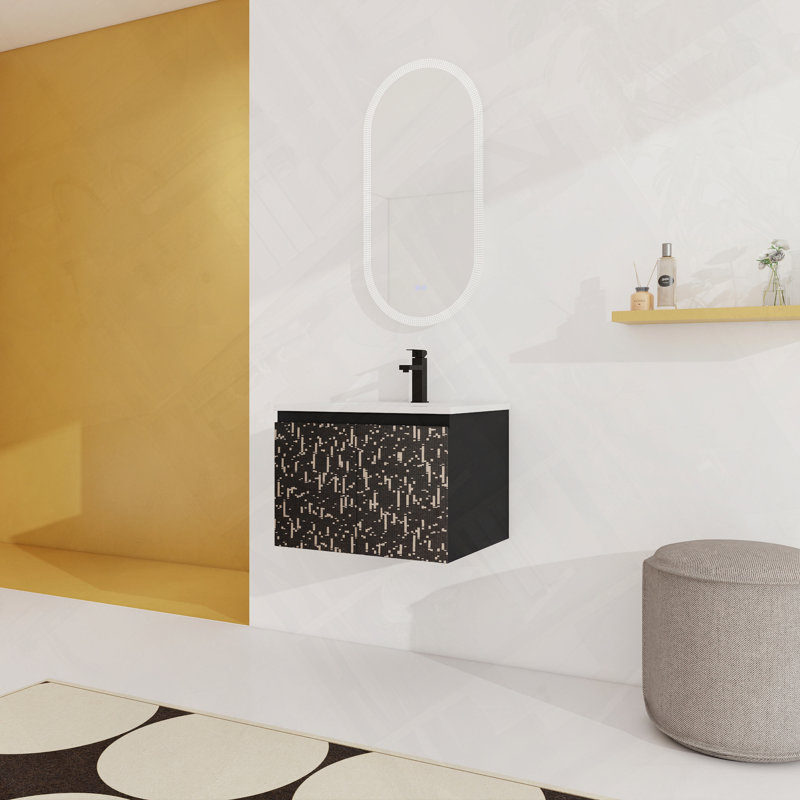Meuble-lavabo flottant mural avec évier en céramique, 24"
