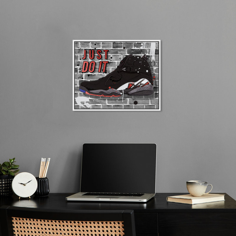 Just Just It Sneaker, impression de citations sur toile par Notoriart, Cadre blanc, H 17 po x l 21 po
