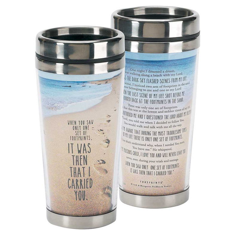 Tasse de voyage à double paroi en acier inoxydable 16 oz Footprints